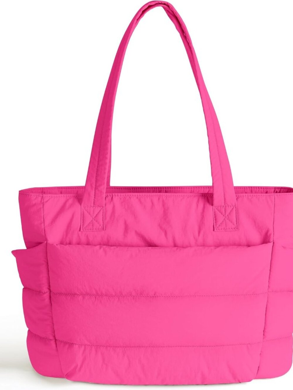 Puffer Tote Bag for Women, Cute Quilted Carryall with Zippered Compartments Shou